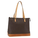 CELINE Macadam Canvas Tote Bag PVC Leather Brown Gold Auth 164523-1