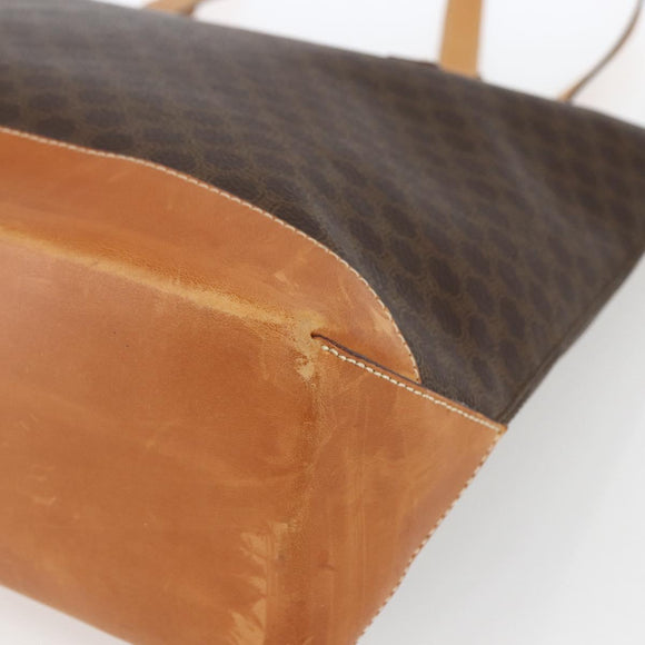 CELINE Macadam Canvas Tote Bag PVC Leather Brown Gold Auth 164523