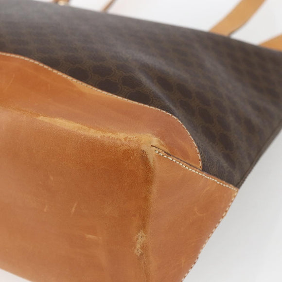 CELINE Macadam Canvas Tote Bag PVC Leather Brown Gold Auth 164523