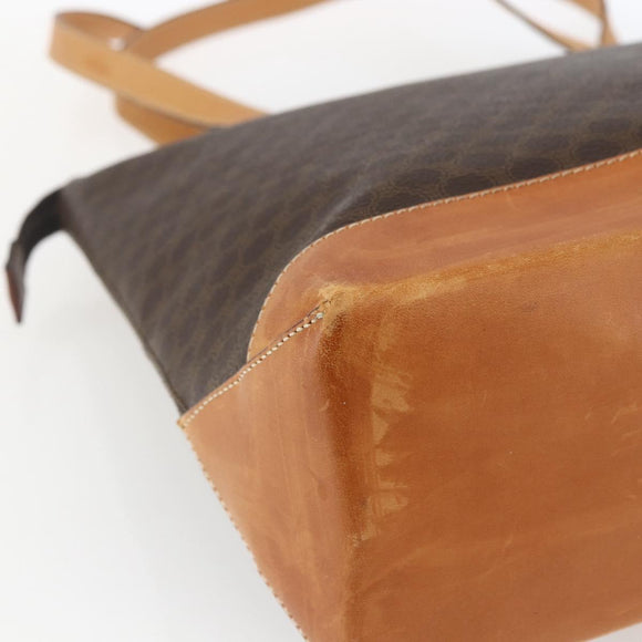 CELINE Macadam Canvas Tote Bag PVC Leather Brown Gold Auth 164523