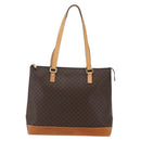 CELINE Macadam Canvas Tote Bag PVC Leather Brown Gold Auth 164523-13