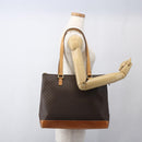 CELINE Macadam Canvas Tote Bag PVC Leather Brown Gold Auth 164523-21