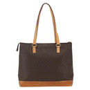 CELINE Macadam Canvas Tote Bag PVC Leather Brown Gold Auth 164523-2