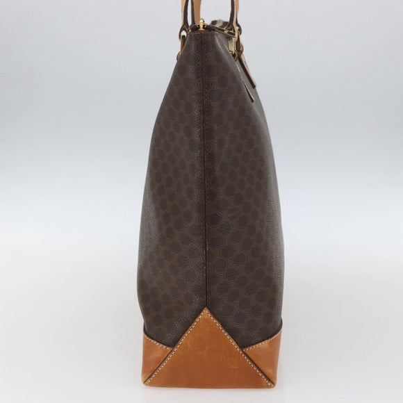 CELINE Macadam Canvas Tote Bag PVC Leather Brown Gold Auth 164523