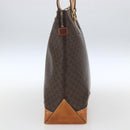 CELINE Macadam Canvas Tote Bag PVC Leather Brown Gold Auth 164523-4