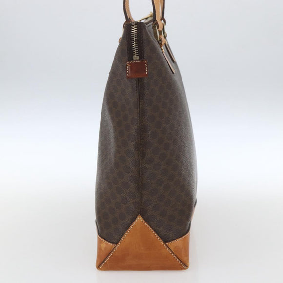 CELINE Macadam Canvas Tote Bag PVC Leather Brown Gold Auth 164523
