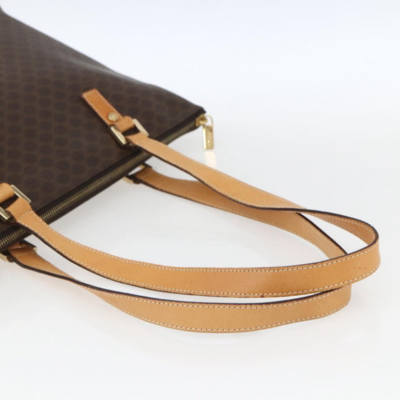 CELINE Macadam Canvas Tote Bag PVC Leather Brown Gold Auth 164523