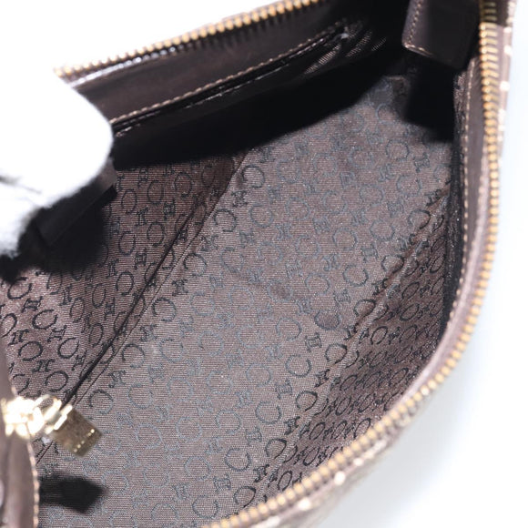 CELINE C Macadam Canvas Shoulder Bag Brown Gold Auth 164524