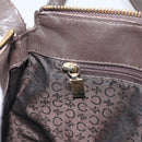 CELINE C Macadam Canvas Shoulder Bag Brown Gold Auth 164524-19