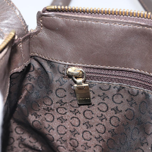 CELINE C Macadam Canvas Shoulder Bag Brown Gold Auth 164524
