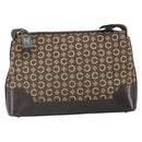 CELINE C Macadam Canvas Shoulder Bag Brown Gold Auth 164524-2