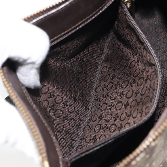 CELINE C Macadam Canvas Shoulder Bag Brown Gold Auth 164524