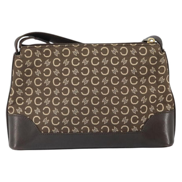 CELINE C Macadam Canvas Shoulder Bag Brown Gold Auth 164524