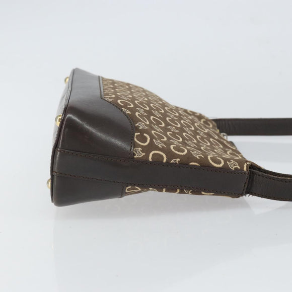 CELINE C Macadam Canvas Shoulder Bag Brown Gold Auth 164524