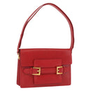 FENDI Shoulder Bag Leather Red Gold Auth 164525V-1