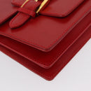 FENDI Shoulder Bag Leather Red Gold Auth 164525V-9