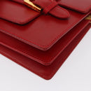 FENDI Shoulder Bag Leather Red Gold Auth 164525V-14