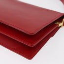 FENDI Shoulder Bag Leather Red Gold Auth 164525V-16