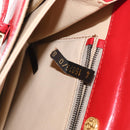 FENDI Shoulder Bag Leather Red Gold Auth 164525V-12