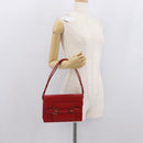 FENDI Shoulder Bag Leather Red Gold Auth 164525V-26