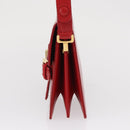 FENDI Shoulder Bag Leather Red Gold Auth 164525V-3