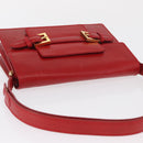 FENDI Shoulder Bag Leather Red Gold Auth 164525V-6