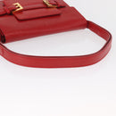 FENDI Shoulder Bag Leather Red Gold Auth 164525V-7