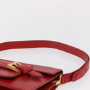 FENDI Shoulder Bag Leather Red Gold Auth 164525V-8