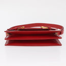 FENDI Shoulder Bag Leather Red Gold Auth 164525V-5