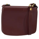 CARTIER Must Line Shoulder Bag Leather Bordeaux Gold Auth 164526-1