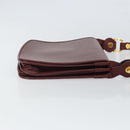 CARTIER Must Line Shoulder Bag Leather Bordeaux Gold Auth 164526-4