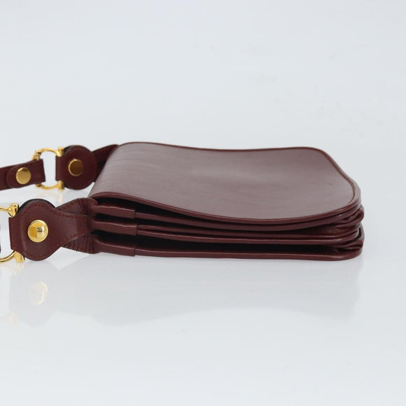 CARTIER Must Line Shoulder Bag Leather Bordeaux Gold Auth 164526