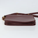 CARTIER Must Line Shoulder Bag Leather Bordeaux Gold Auth 164526-9