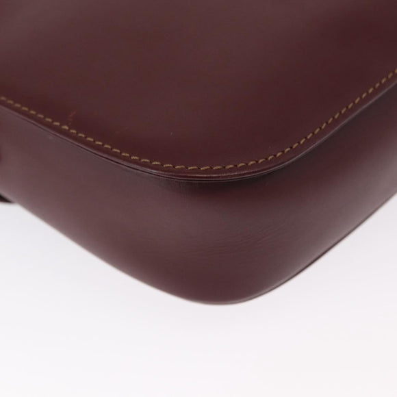 CARTIER Must Line Shoulder Bag Leather Bordeaux Gold Auth 164527