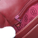 CARTIER Must Line Shoulder Bag Leather Bordeaux Gold Auth 164527-21
