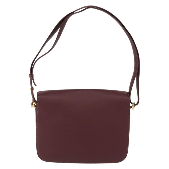 CARTIER Must Line Shoulder Bag Leather Bordeaux Gold Auth 164527