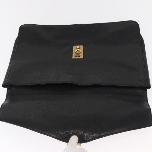 CHANEL Business Tasche Caviar Skin Schwarz Gold CC Auth 164528
