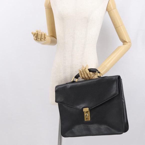 CHANEL Business Tasche Caviar Skin Schwarz Gold CC Auth 164528