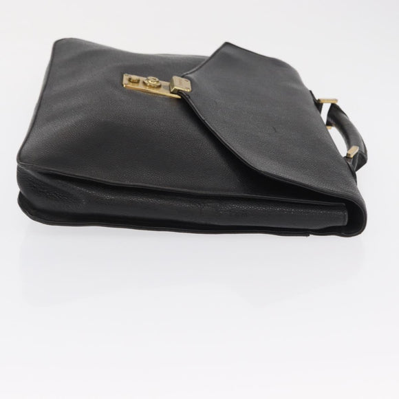 CHANEL Business Tasche Caviar Skin Schwarz Gold CC Auth 164528