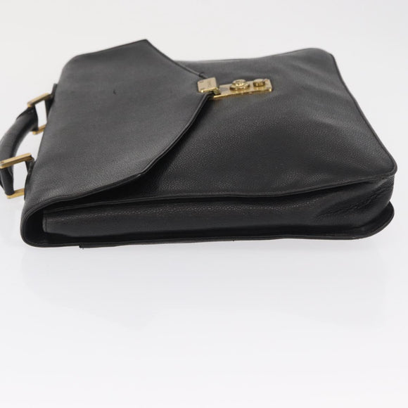 CHANEL Business Tasche Caviar Skin Schwarz Gold CC Auth 164528