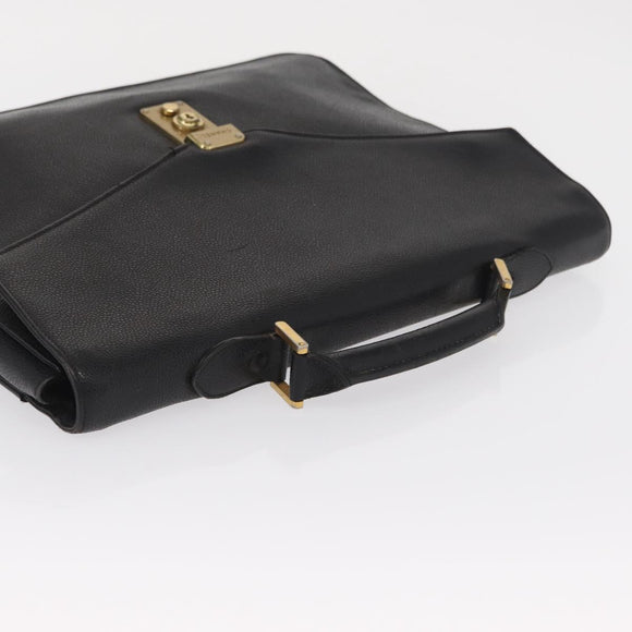 CHANEL Business Tasche Caviar Skin Schwarz Gold CC Auth 164528