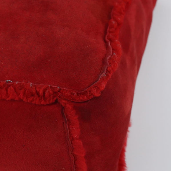 CHANEL Tote Bag Suede Red CC Auth 164529