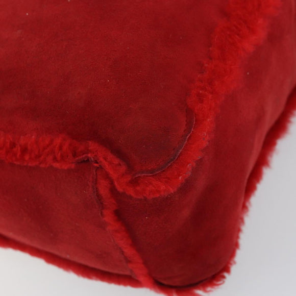 CHANEL Tote Bag Suede Red CC Auth 164529