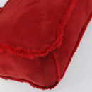 CHANEL Tote Bag Suede Red CC Auth 164529-13