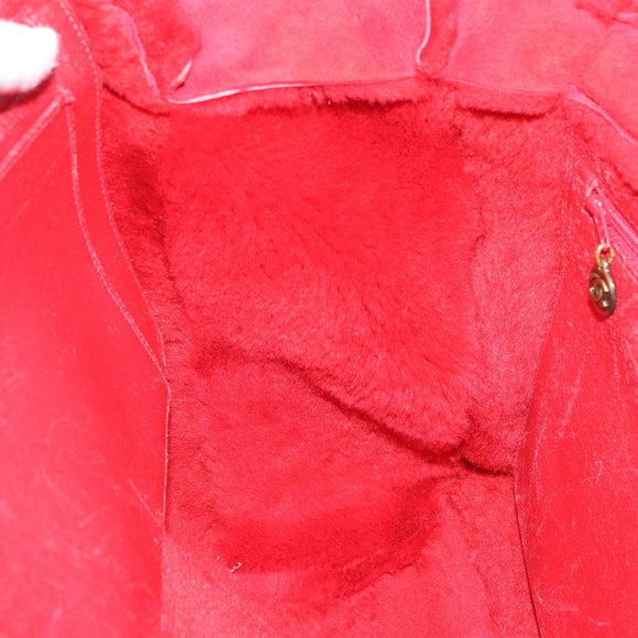 CHANEL Tote Bag Suede Red CC Auth 164529