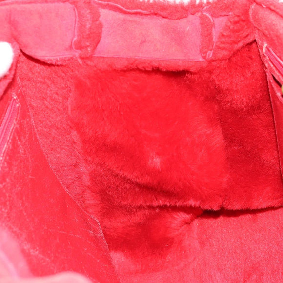 CHANEL Tote Bag Suede Red CC Auth 164529