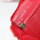 CHANEL Tote Bag Suede Red CC Auth 164529-18