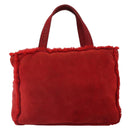 CHANEL Tote Bag Suede Red CC Auth 164529-2