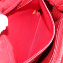 CHANEL Tote Bag Suede Red CC Auth 164529-21