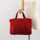 CHANEL Tote Bag Suede Red CC Auth 164529-23